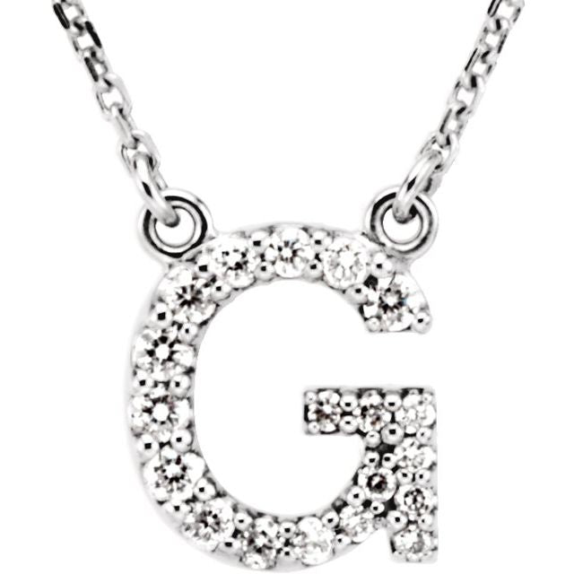 14K Initial G 1/8 CTW Diamond 16" Necklace - Balacia