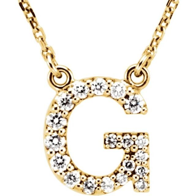 14K Initial G 1/8 CTW Diamond 16" Necklace - Balacia