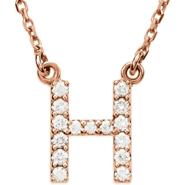 14K Initial H 1/8 CTW Diamond 16" Necklace - Balacia
