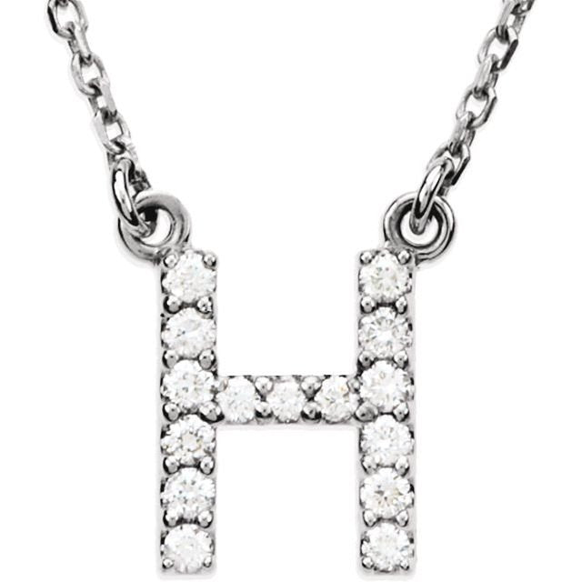 14K Initial H 1/8 CTW Diamond 16" Necklace - Balacia