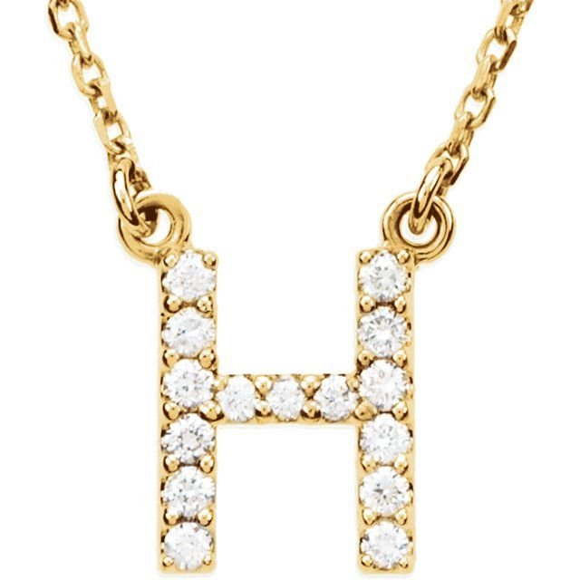 14K Initial H 1/8 CTW Diamond 16" Necklace - Balacia