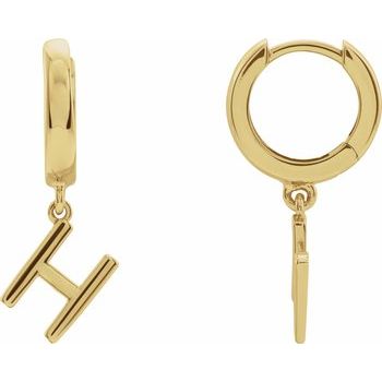 14K Initial H Hinged Huggie Earring - Balacia