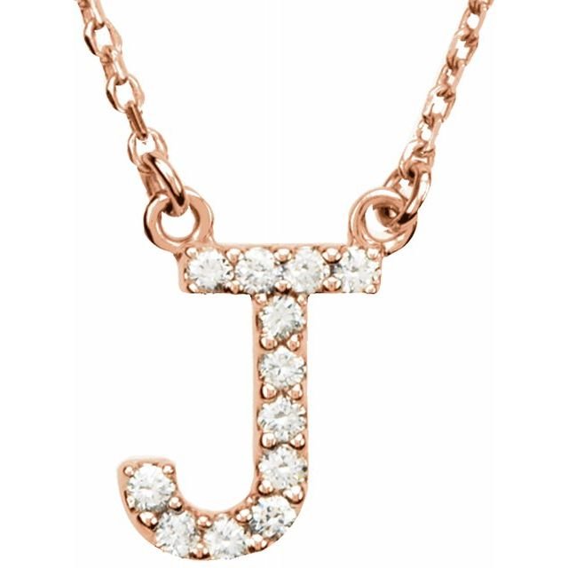 14K Initial J 1/8 CTW Diamond 16" Necklace - Balacia
