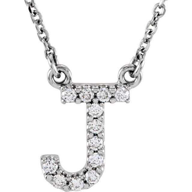 14K Initial J 1/8 CTW Diamond 16" Necklace - Balacia