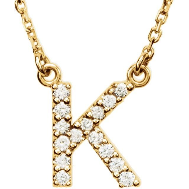 14K Initial K 1/8 CTW Diamond 16" Necklace - Balacia