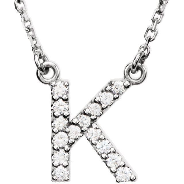 14K Initial K 1/8 CTW Diamond 16" Necklace - Balacia