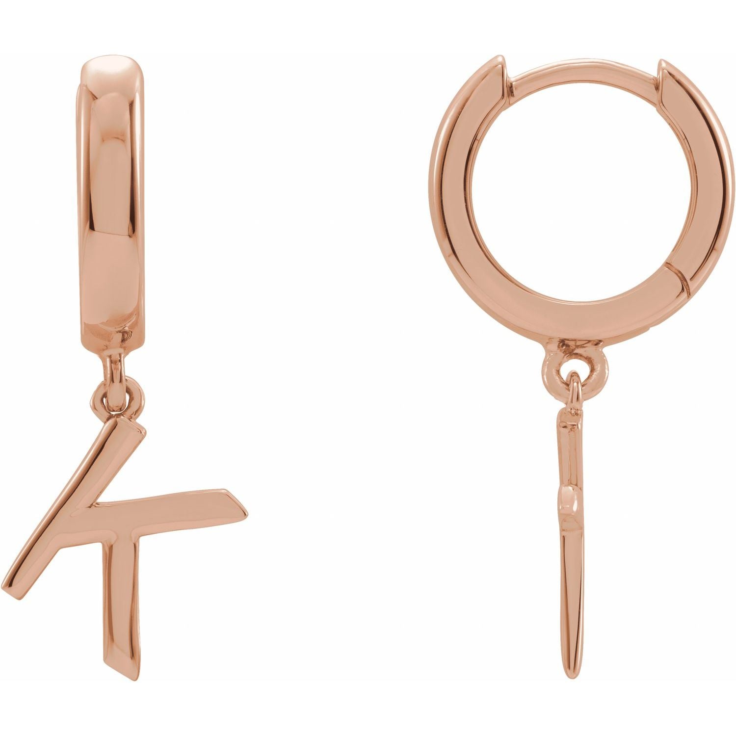 14K Initial K Hinged Huggie Earring - Balacia