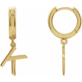 14K Initial K Hinged Huggie Earring - Balacia