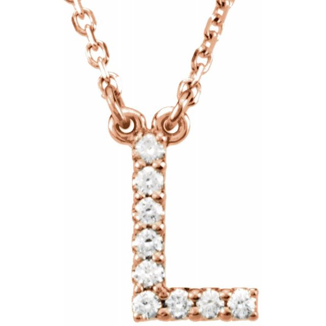 14K Initial L .08 CTW Diamond 16" Necklace - Balacia