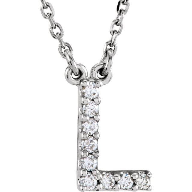 14K Initial L .08 CTW Diamond 16" Necklace - Balacia