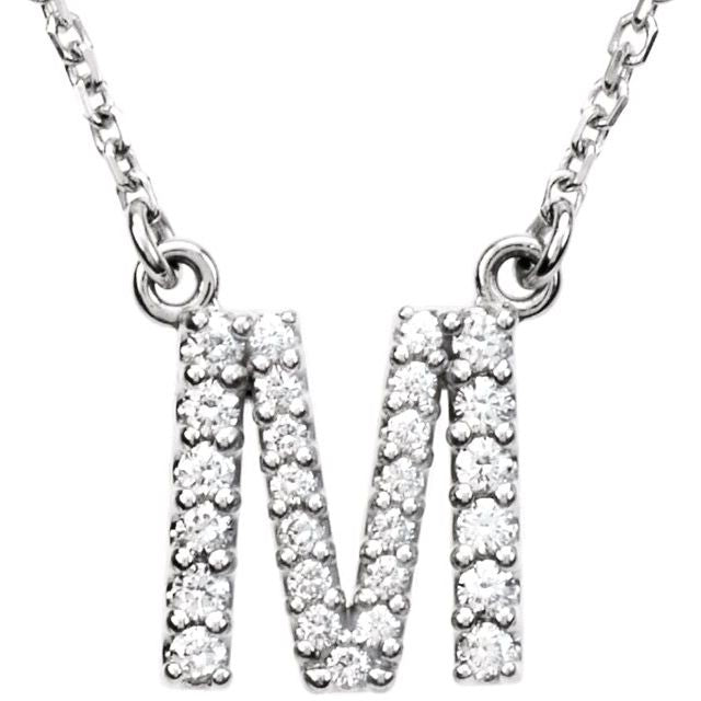 14K Initial M 1/6 CTW Diamond 16" Necklace - Balacia