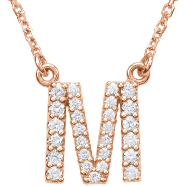 14K Initial M 1/6 CTW Diamond 16" Necklace - Balacia