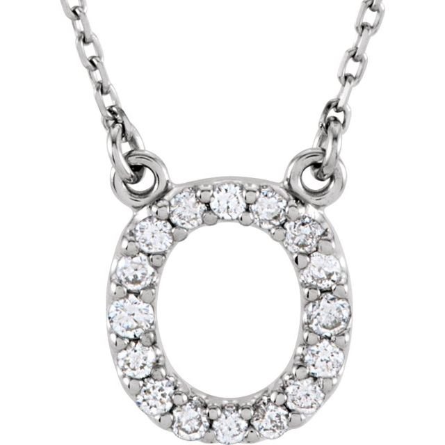 14K Initial O 1/8 CTW Diamond 16" Necklace - Balacia