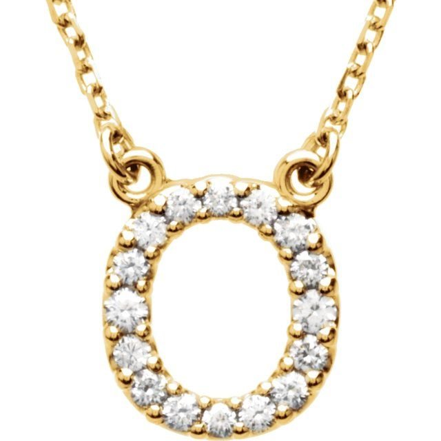 14K Initial O 1/8 CTW Diamond 16" Necklace - Balacia