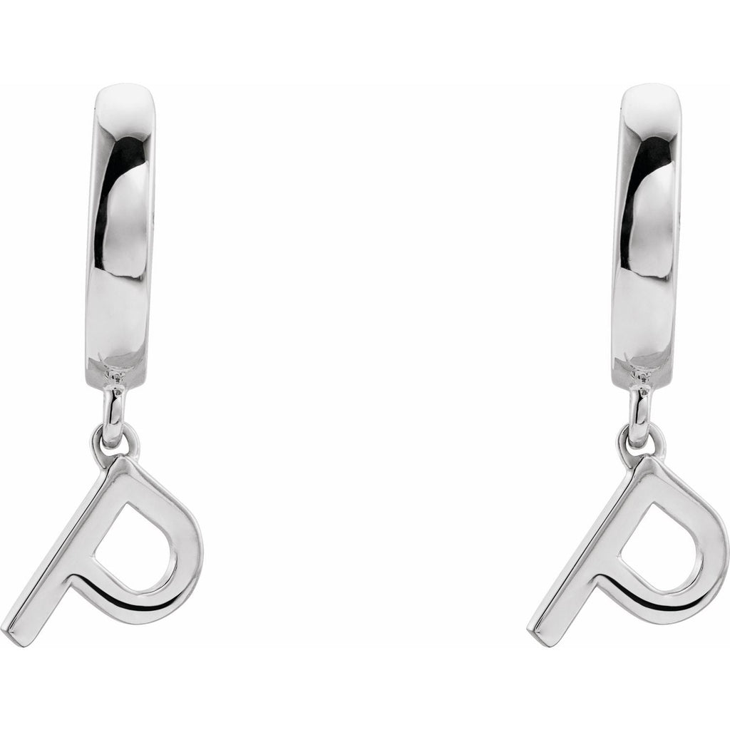 14K Initial P Hinged Huggie Earring - Balacia