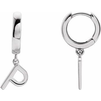 14K Initial P Hinged Huggie Earring - Balacia