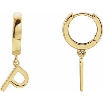 14K Initial P Hinged Huggie Earring - Balacia