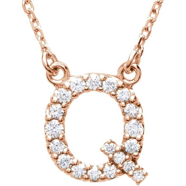 14K Initial Q 1/8 CTW Diamond 16" Necklace - Balacia