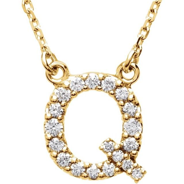 14K Initial Q 1/8 CTW Diamond 16" Necklace - Balacia