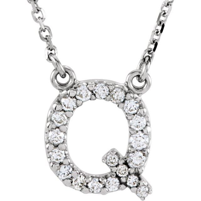 14K Initial Q 1/8 CTW Diamond 16" Necklace - Balacia