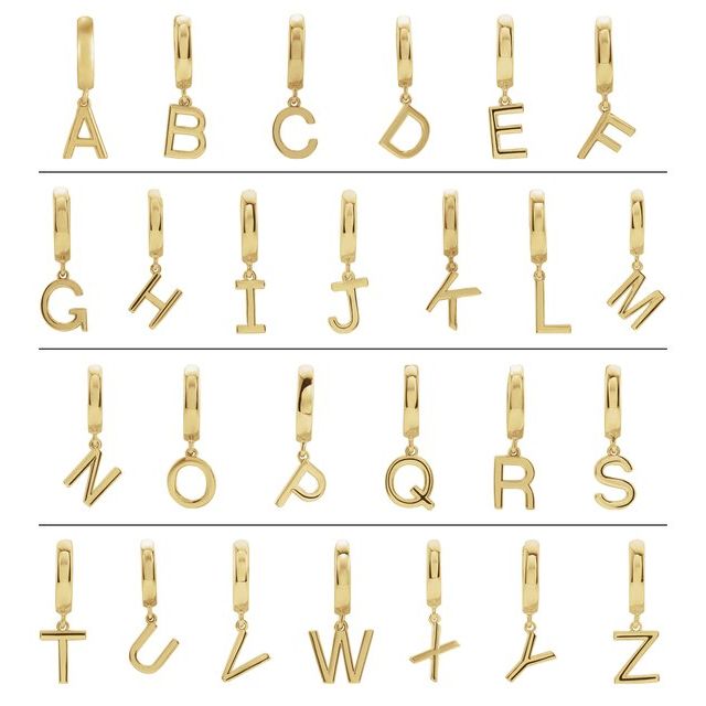14K Initial Q Hinged Huggie Earring - Balacia