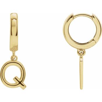 14K Initial Q Hinged Huggie Earring - Balacia