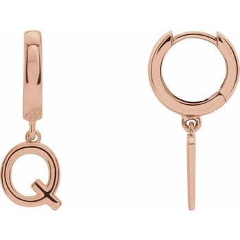 14K Initial Q Hinged Huggie Earring - Balacia