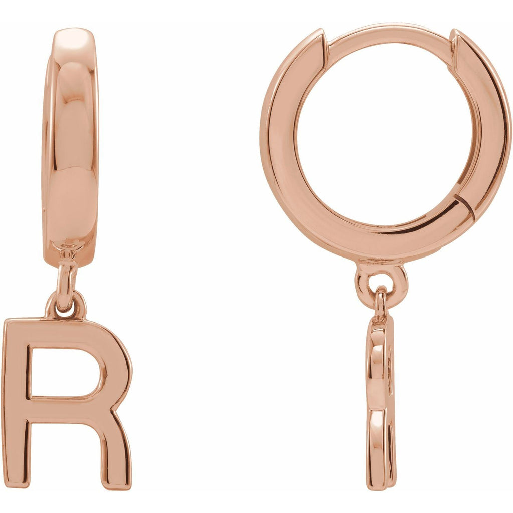 14K Initial R Hinged Huggie Earring - Balacia