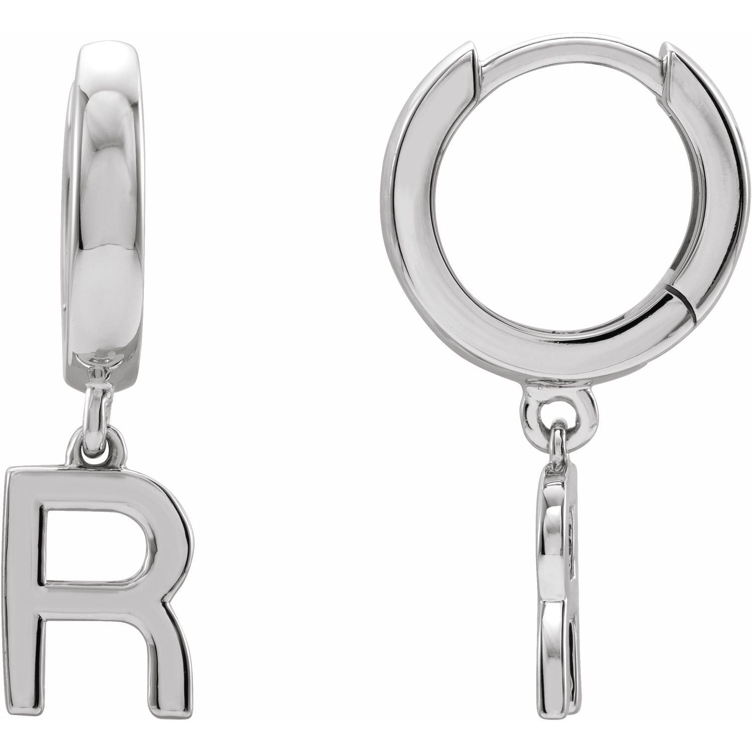 14K Initial R Hinged Huggie Earring - Balacia