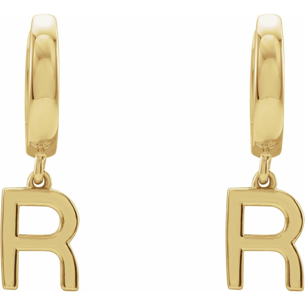 14K Initial R Hinged Huggie Earring - Balacia