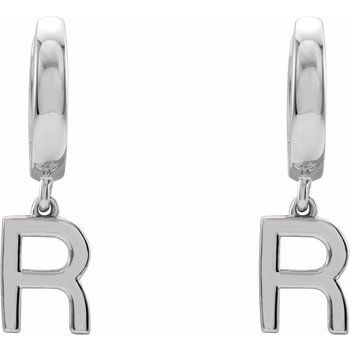 14K Initial R Hinged Huggie Earring - Balacia
