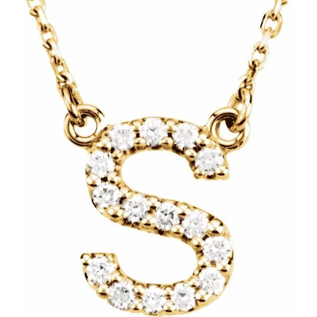 14K Initial S 1/8 CTW Diamond 16" Necklace - Balacia