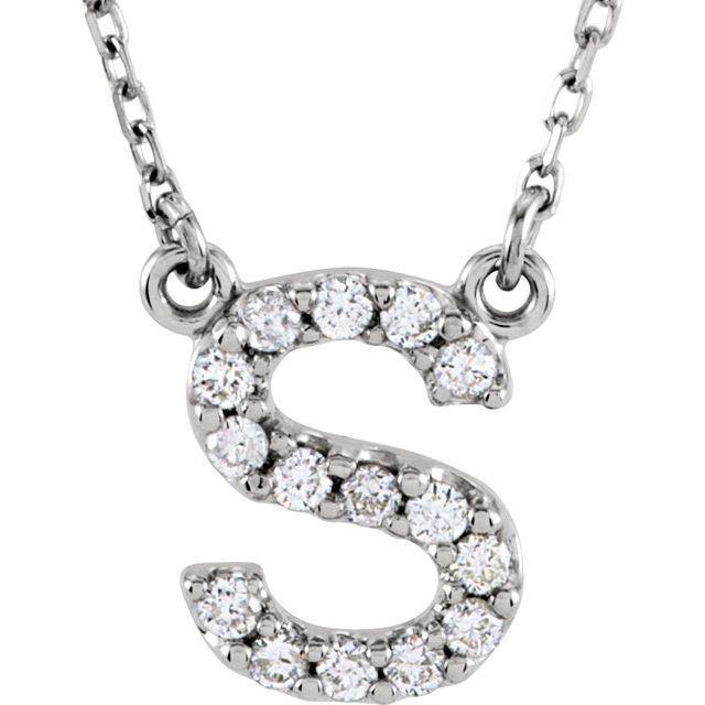 14K Initial S 1/8 CTW Diamond 16" Necklace - Balacia