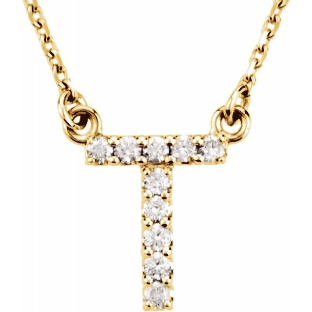 14K Initial T .08 CTW Diamond 16" Necklace - Balacia
