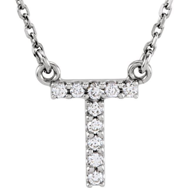 14K Initial T .08 CTW Diamond 16" Necklace - Balacia