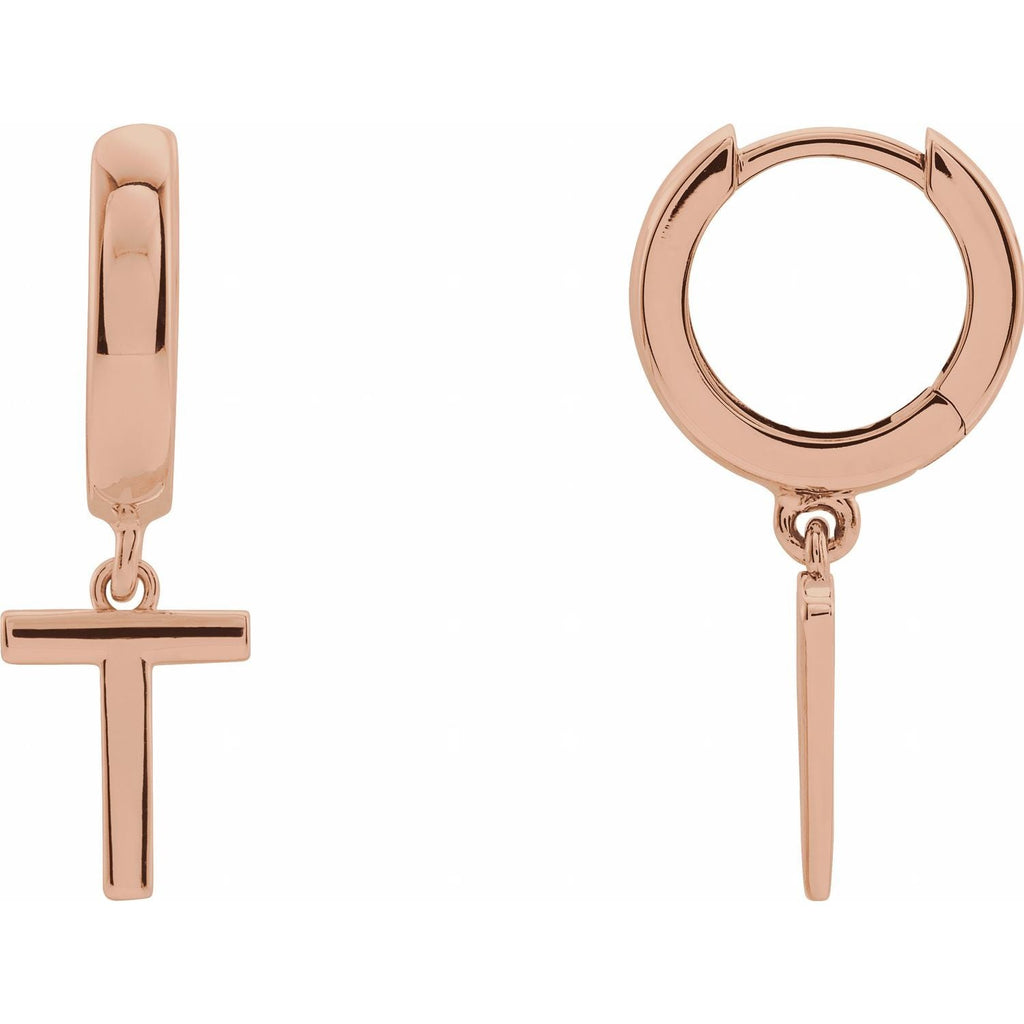 14K Initial T Hinged Huggie Earring - Balacia