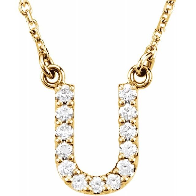 14K Initial U 1/8 CTW Diamond 16" Necklace - Balacia