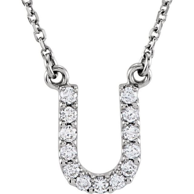 14K Initial U 1/8 CTW Diamond 16" Necklace - Balacia