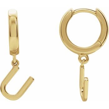 14K Initial U Hinged Huggie Earring - Balacia