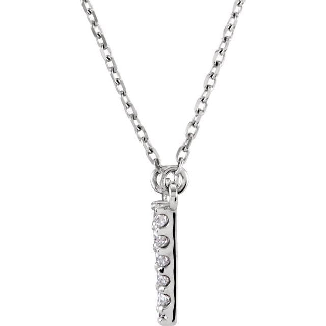 14K Initial V 1/8 CTW Diamond 16" Necklace - Balacia