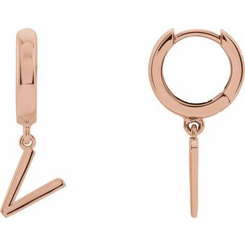 14K Initial V Hinged Huggie Earring - Balacia