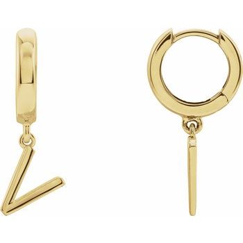 14K Initial V Hinged Huggie Earring - Balacia