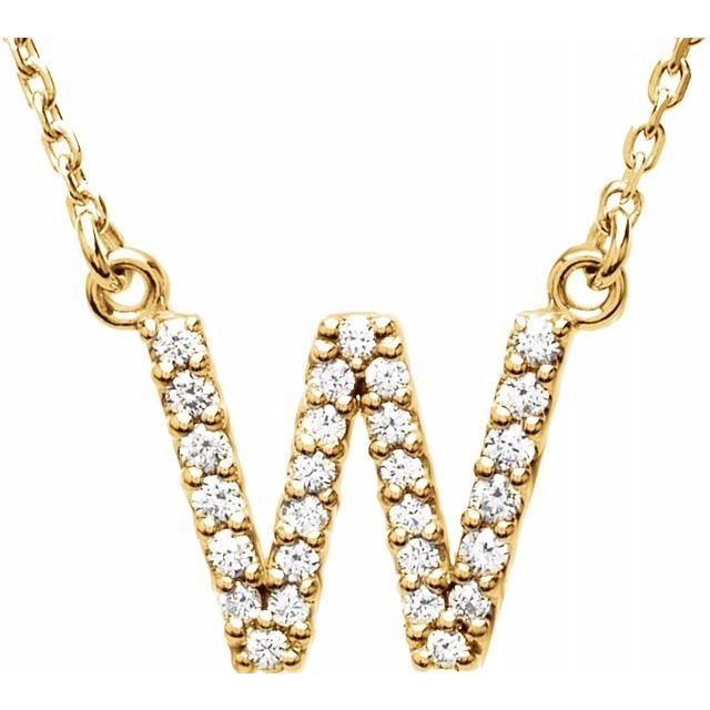 14K Initial W 1/8 CTW Diamond 16" Necklace - Balacia