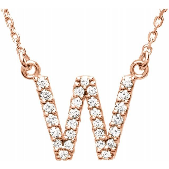 14K Initial W 1/8 CTW Diamond 16" Necklace - Balacia