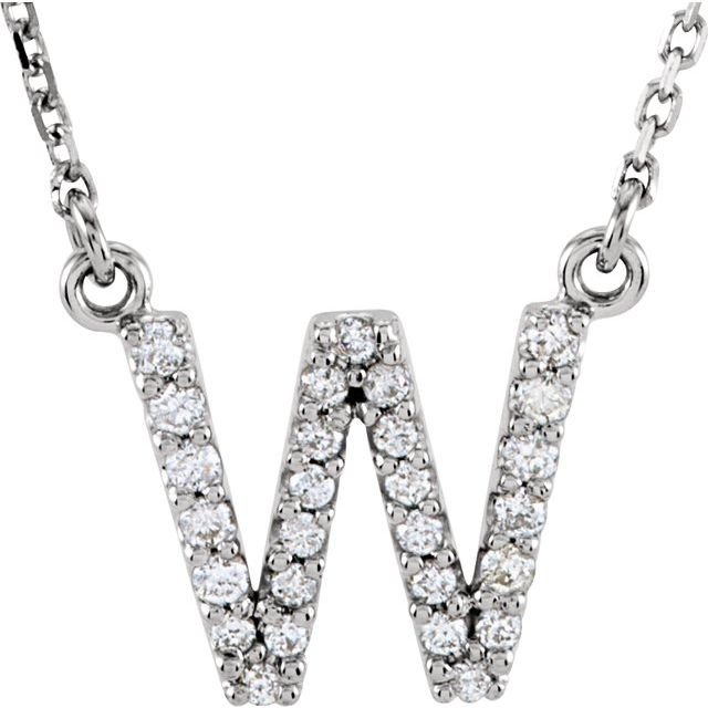 14K Initial W 1/8 CTW Diamond 16" Necklace - Balacia