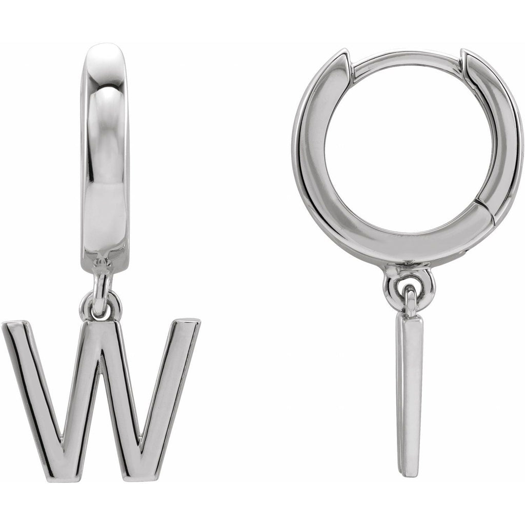 14K Initial W Hinged Huggie Earring - Balacia