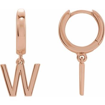 14K Initial W Hinged Huggie Earring - Balacia