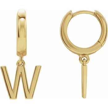 14K Initial W Hinged Huggie Earring - Balacia