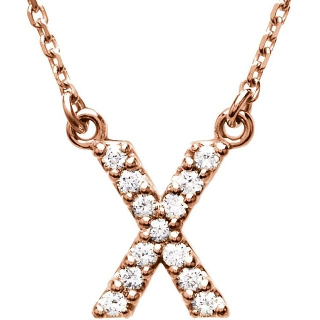 14K Initial X 1/8 CTW Diamond 16" Necklace - Balacia