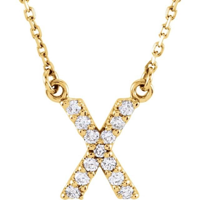 14K Initial X 1/8 CTW Diamond 16" Necklace - Balacia